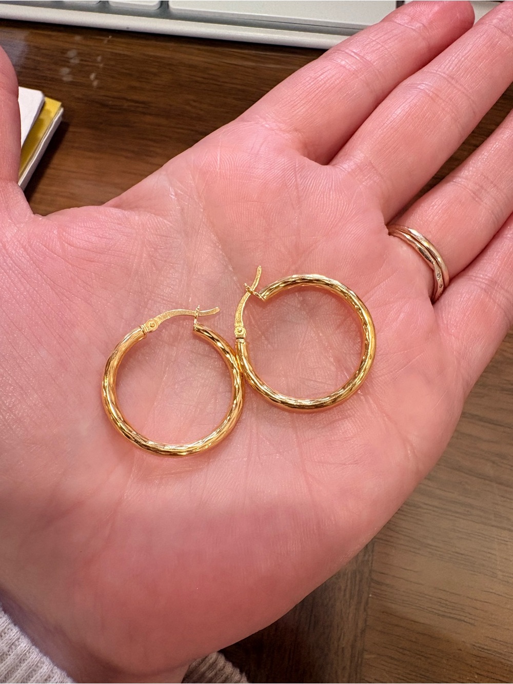 Gold-Tone Sterling Silver Textured Twisted Hoop Earrings